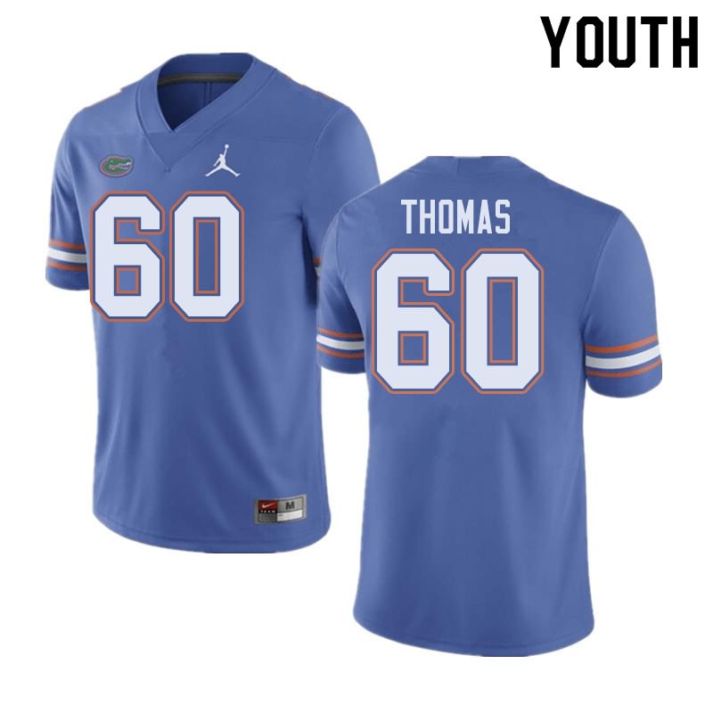 NCAA Florida Gators Da'Quan Thomas Youth #60 Jordan Brand Blue Stitched Authentic College Football Jersey KOF5064BR